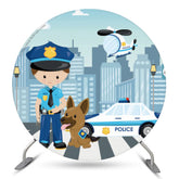 Niedlich Polizist Bürgersteig Runden Hintergrund Für Geburtstag